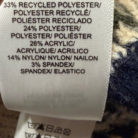 Lucky Brand Beige and Navy Open-Front Aztec Cardigan Sweater size Large - Picture 8 of 8